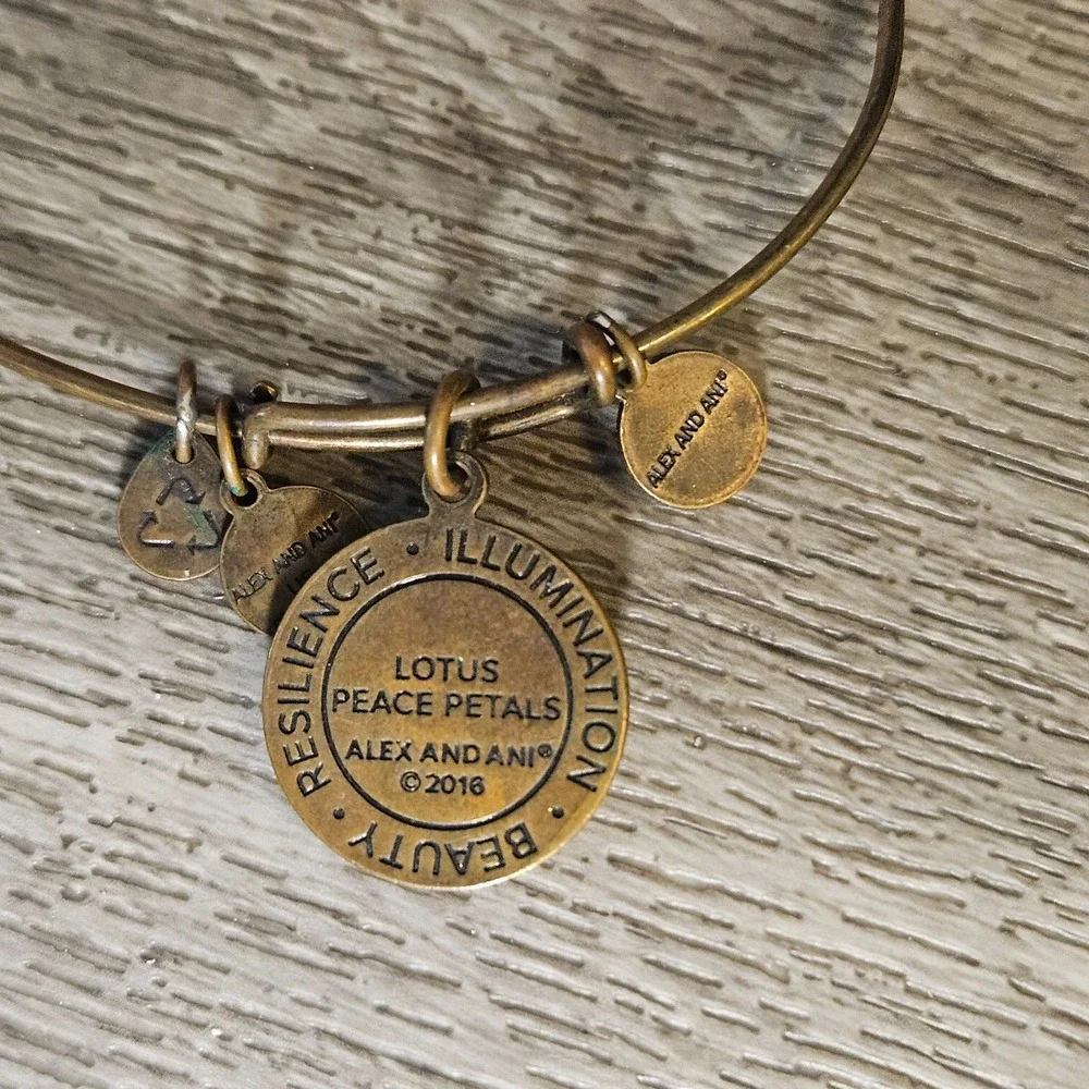 Alex And Ani Lotus Peace Petals Rafaelian Charm Bangle Bracelet